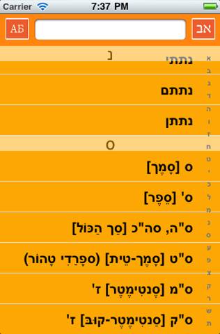 Список ивритских слов